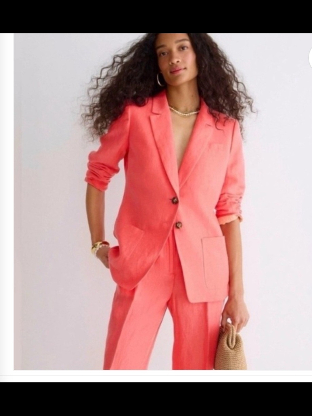 J. Crew Helena Coral Linen Blend Blazer